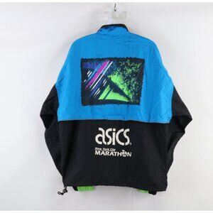 Vintage 90s Asics Mens Large Spell Out New York Marathon Windbreaker Jacket